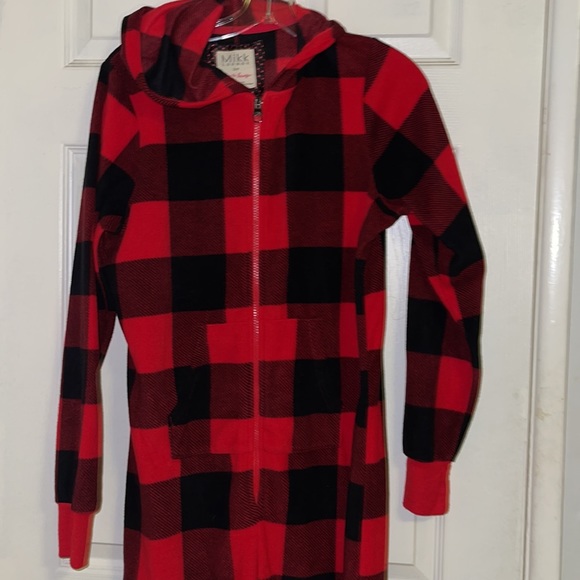 Milk Lounge Plaid hoodie onesie Size Small - Picture 4 of 14